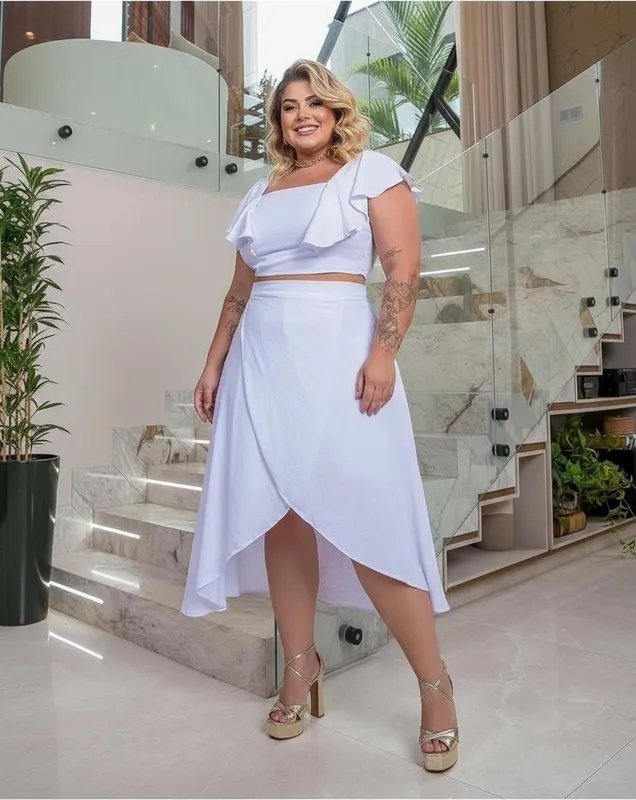 miniatura Conjunto Lilian - Cropped e Saia Multiformas