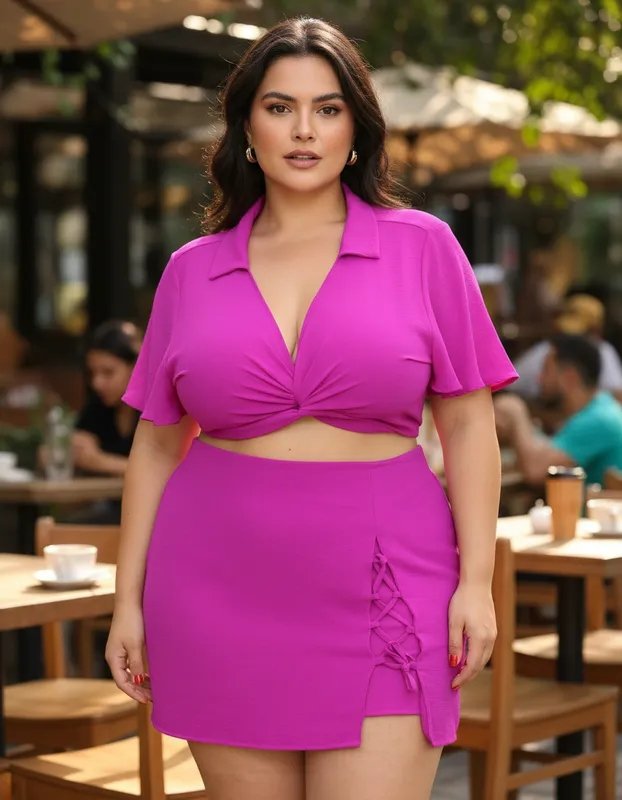 miniatura Conjunto Lú Cropped Multiformas e Short Saia