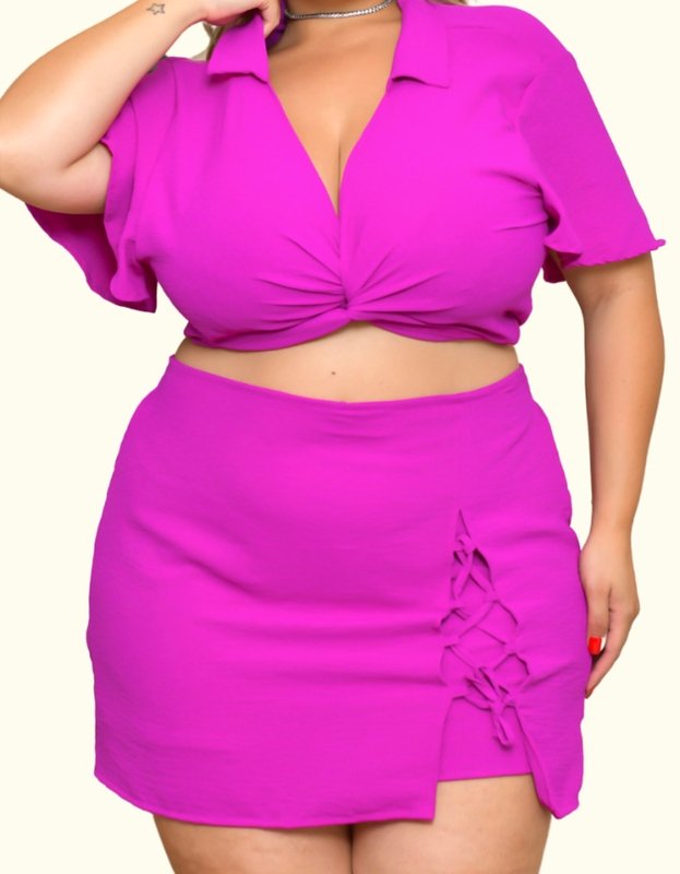 miniatura Conjunto Lú Cropped Multiformas e Short Saia