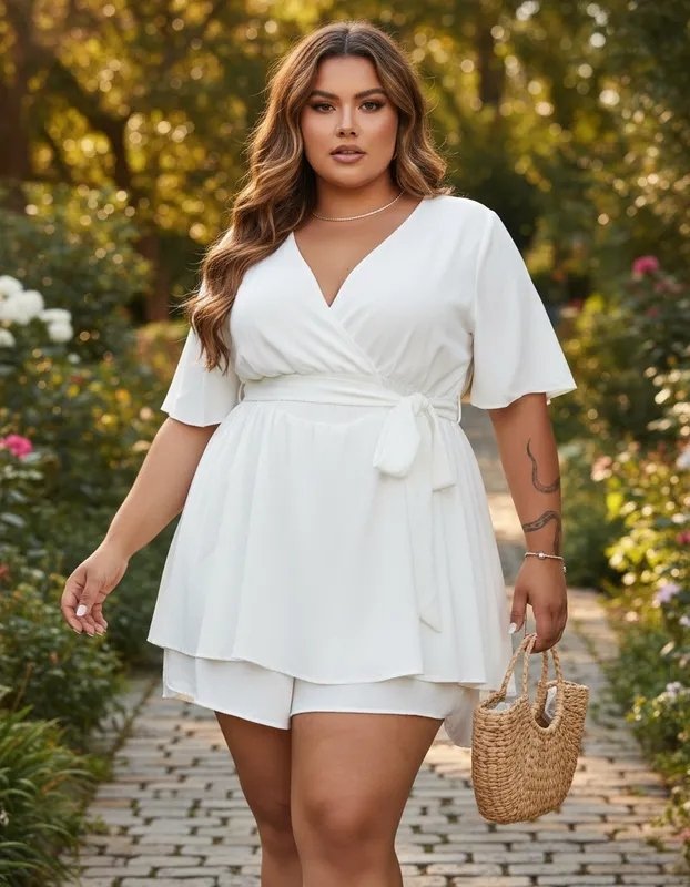 miniatura Macaquinho Decote V Manga Curta