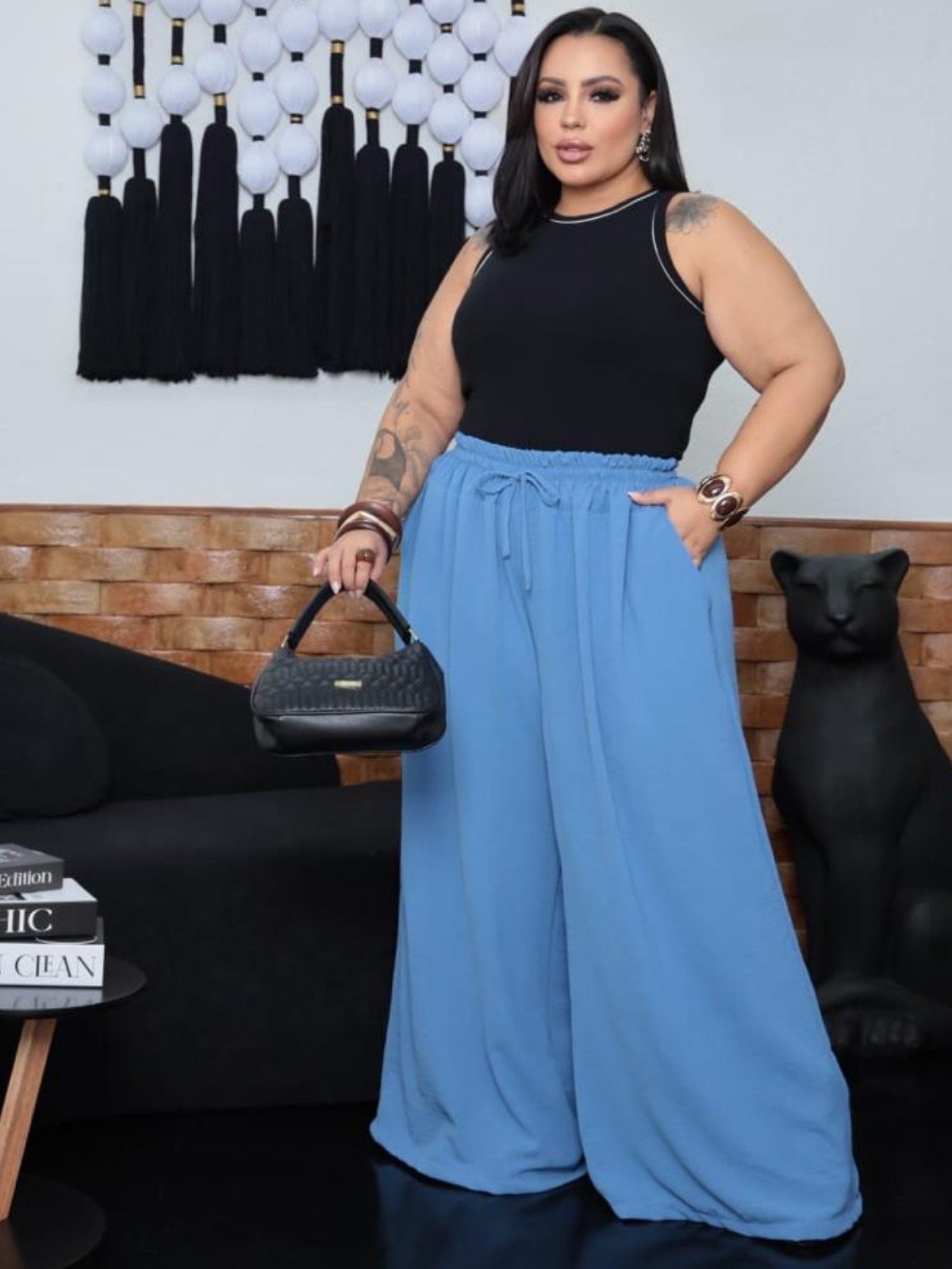 Calça Pantalona (estilo social e saída de praia)